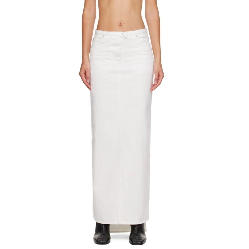 COURRÈGES Seven-Pocket Denim Maxi Skirt in White NWT Size 4